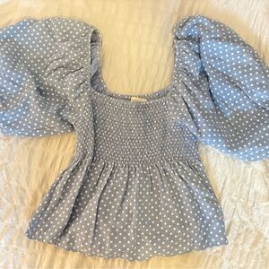 By Together Blue and White Polkadot Top